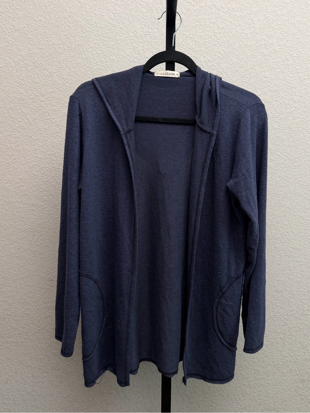 Solitude Women’s Navy Hooded Open-Front Cardigan